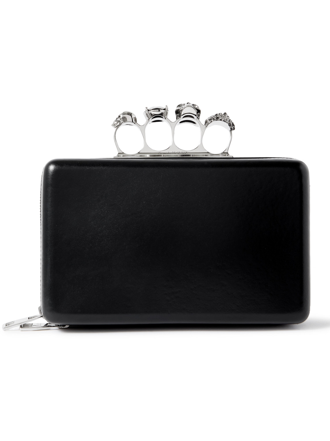 Alexander McQueen - The Knuckle Twisted Leather and Silver-Tone Messenger Bag - Men - Black von Alexander McQueen