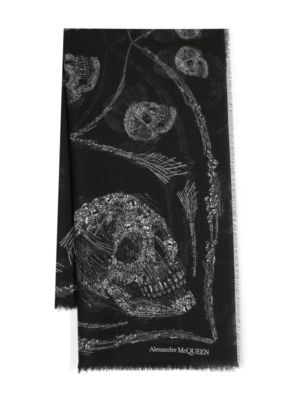 Alexander McQueen Schal mit Kristall-Totenkopf - Schwarz von Alexander McQueen