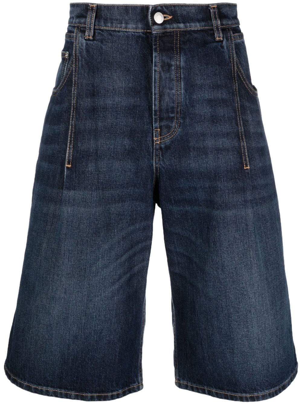 Alexander McQueen Jeans-Shorts mit Logo-Patch aus Leder - Blau von Alexander McQueen