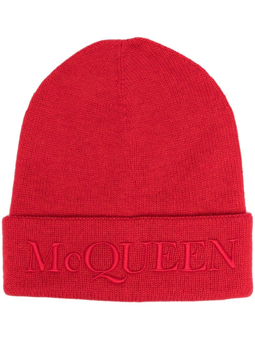 Alexander McQueen Mütze mit Logo-Stickerei - Rot von Alexander McQueen