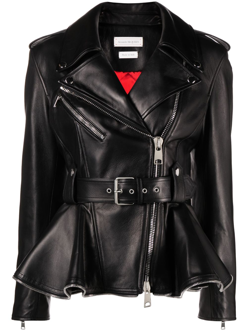 Alexander McQueen Bikerjacke mit Schößchen - Schwarz von Alexander McQueen