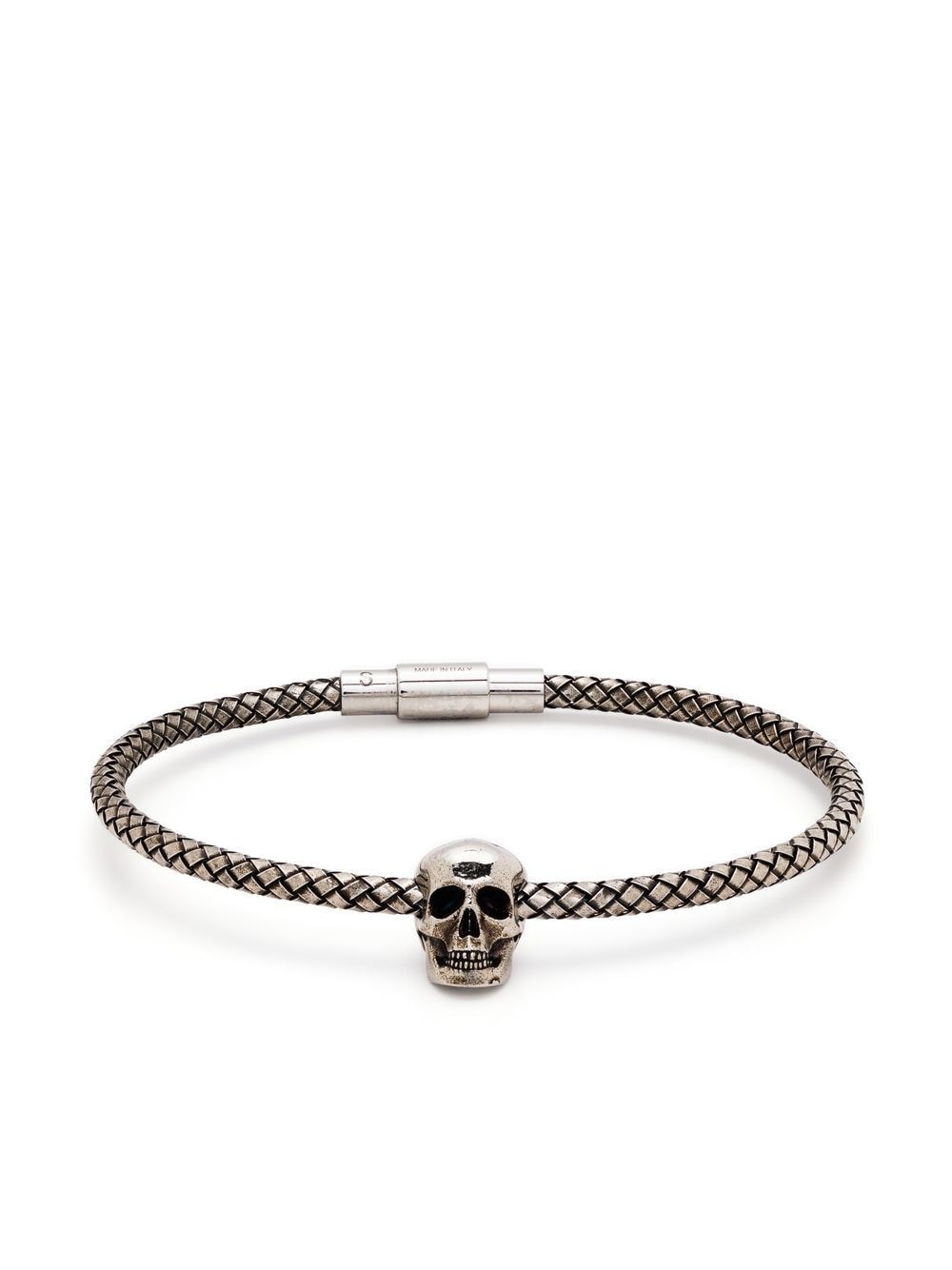 Alexander McQueen Gewebtes Armband mit Totenkopf - Silber von Alexander McQueen