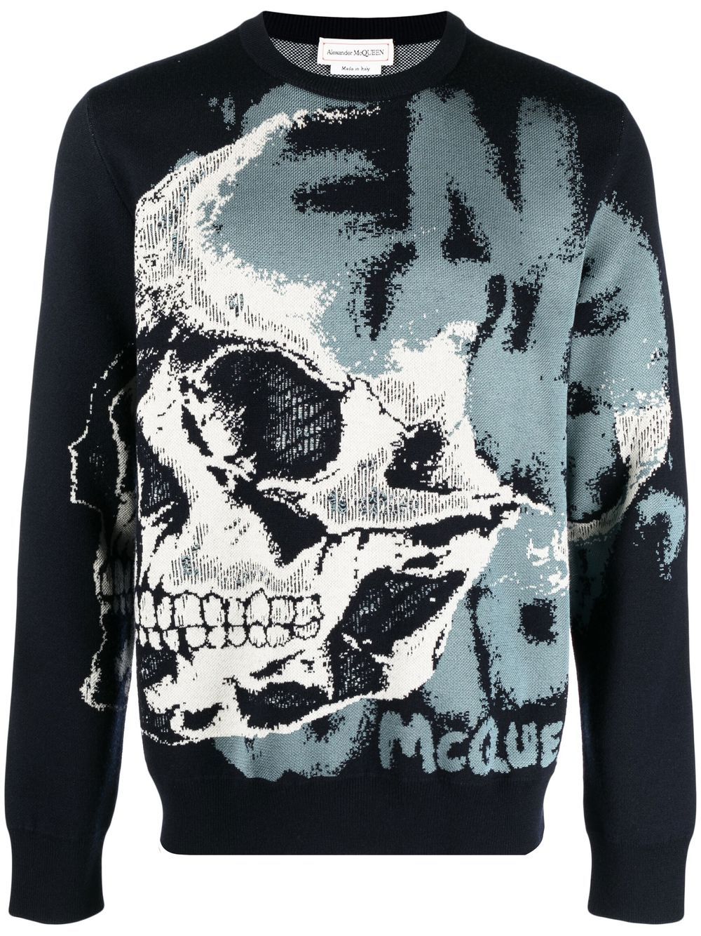 Alexander McQueen Jacquard-Pullover mit Totenkopf - Blau von Alexander McQueen