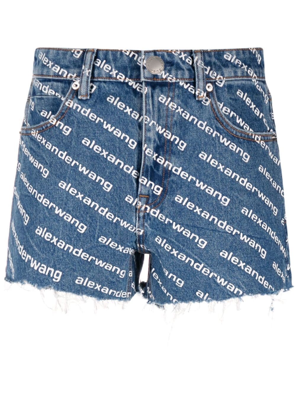 Alexander Wang Jeans-Shorts mit Logo-Print - Blau von Alexander Wang