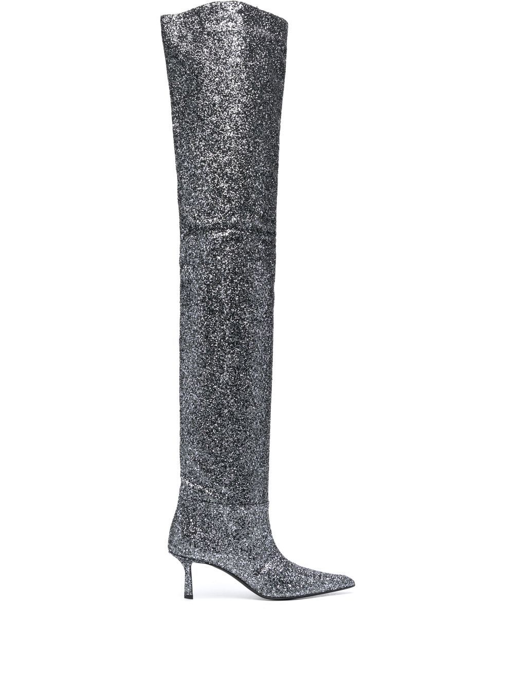 Alexander Wang Overknee-Stiefel mit Glitter - Silber von Alexander Wang