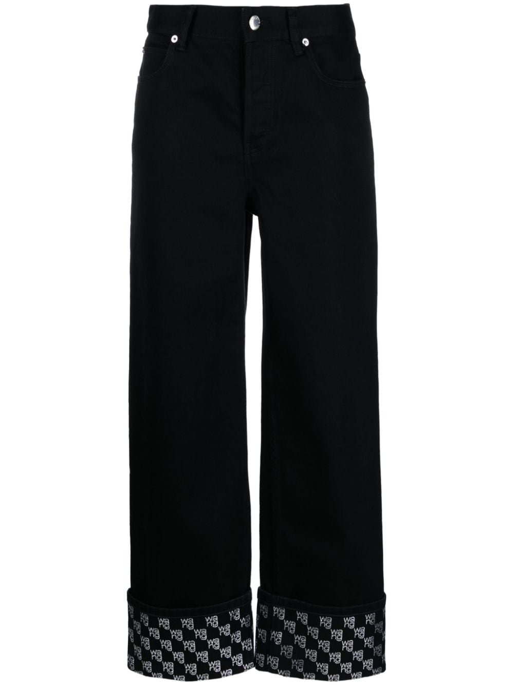 Alexander Wang Halbhohe Straight-Leg-Jeans mit Kristallen - Schwarz von Alexander Wang