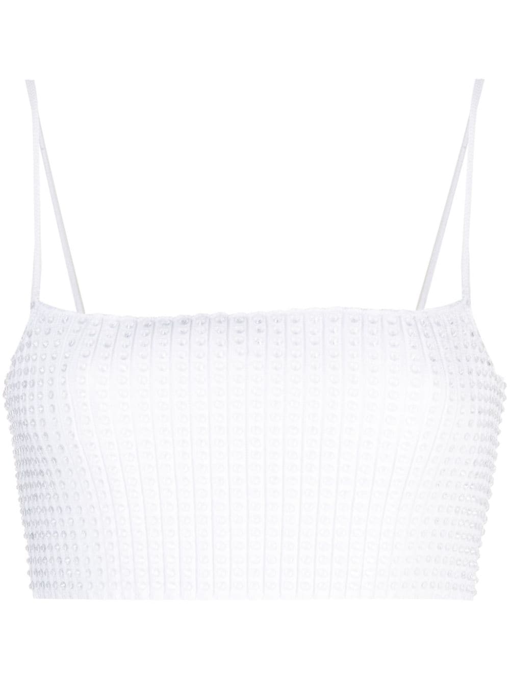 Alexander Wang Geripptes Tanktop mit Kristallen - Weiß von Alexander Wang