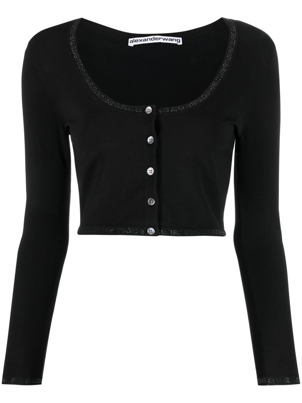 Alexander Wang Cropped-Cardigan mit Logo - Schwarz von Alexander Wang