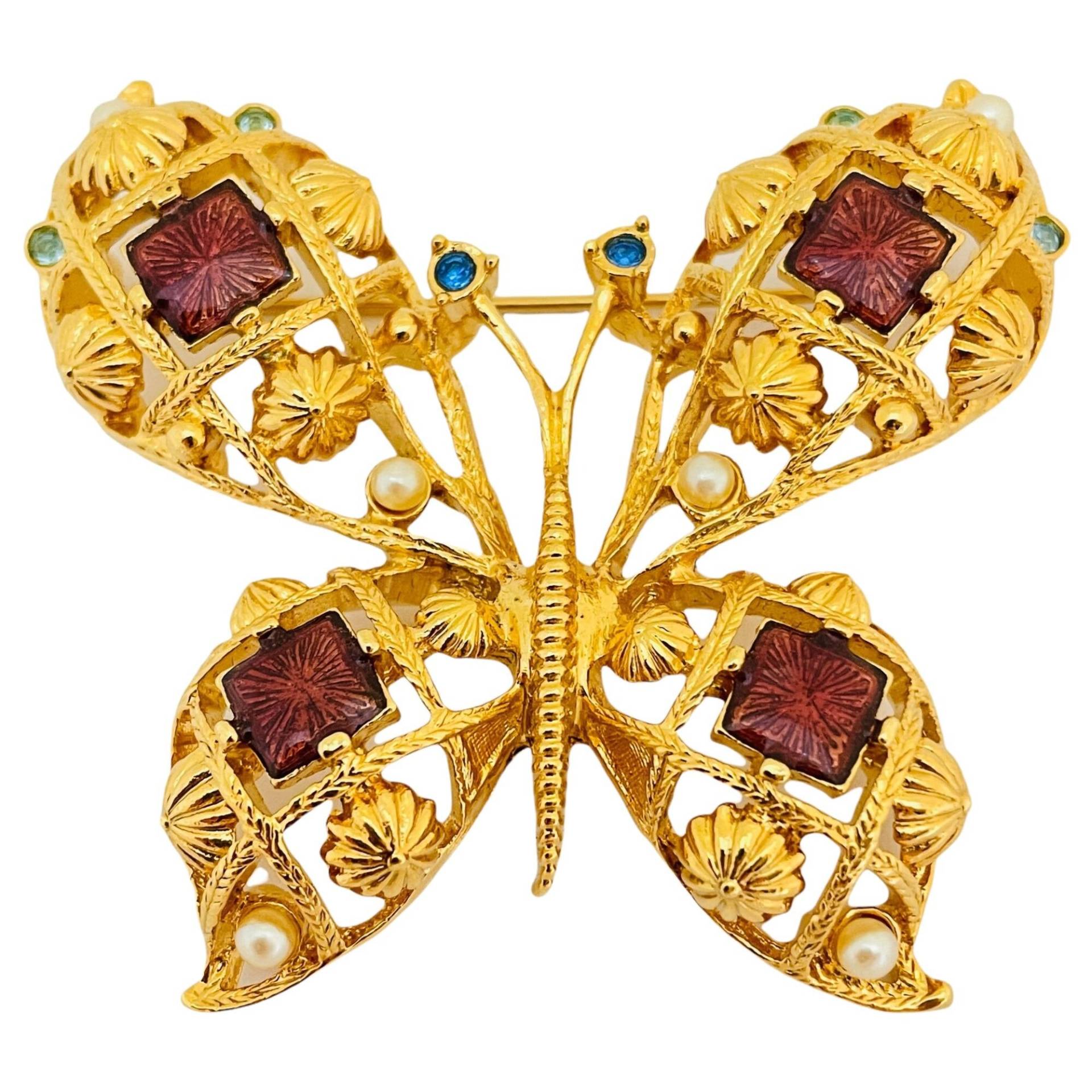 Vintage Avon Großer Schmetterling Gold Emaille Perle Strass Designer Startbahn Brosche Vintage Avon Großer Schmetterling Gold Emaille Perle Strass Designer Startbahn Brosche von AlexandersBoutiqueUS