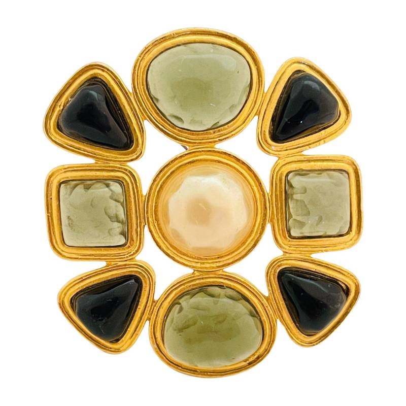 Vintage Carolee Signiert Malteser Kreuz Gold Glasperlen Brosche Designer Startbahn von AlexandersBoutiqueUS