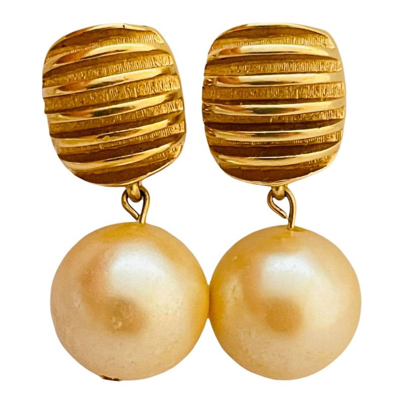 Vintage Givenchy Gold Perle Baumeln Designer Startbahn Clip An Ohrringen von AlexandersBoutiqueUS