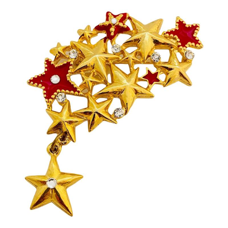 Vintage Gold Emaille Strass Stern Designer Startbahn Brosche von AlexandersBoutiqueUS