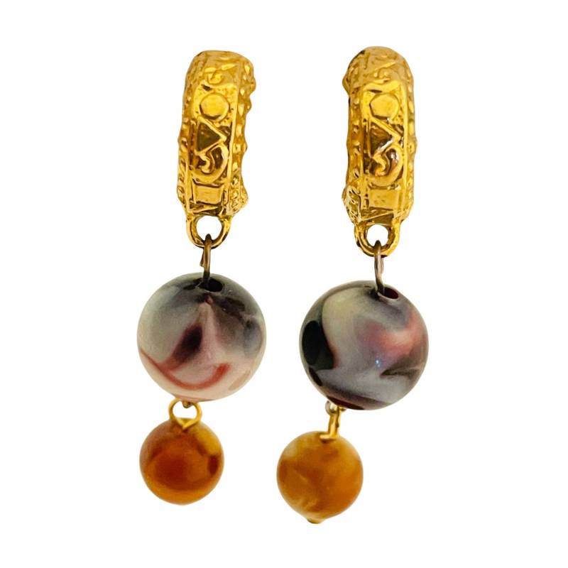 Vintage Gold Hängeperlen Designer Start - Und Landebahn Ohrclips von AlexandersBoutiqueUS