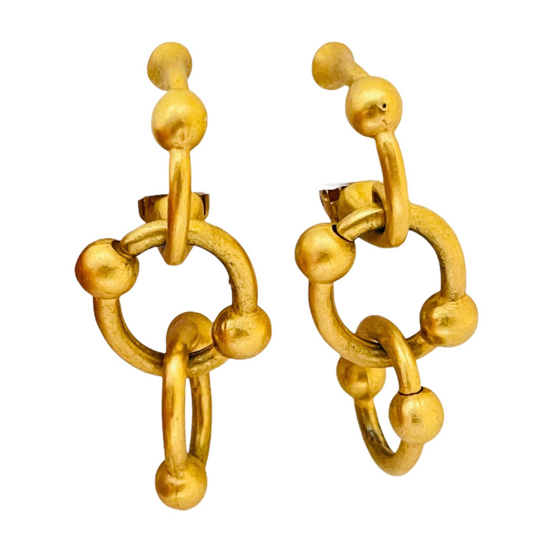 Vintage Gold Matte Modernist Baumeln Designer Start - Und Landebahn Clip An Ohrringen Vintage Gold Matte Modernist Baumeln Designer Start - Und Landebahn Clip An Ohrringen von AlexandersBoutiqueUS