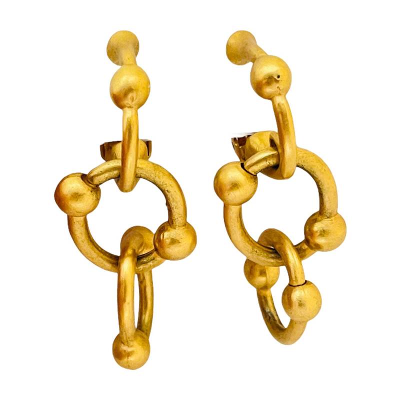Vintage Gold Matte Modernist Baumeln Designer Start - Und Landebahn Clip An Ohrringen von AlexandersBoutiqueUS