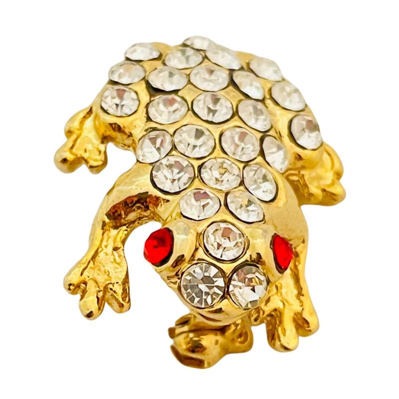 Vintage Gold Rubin Strass Frosch Designer Startbahn Brosche von AlexandersBoutiqueUS