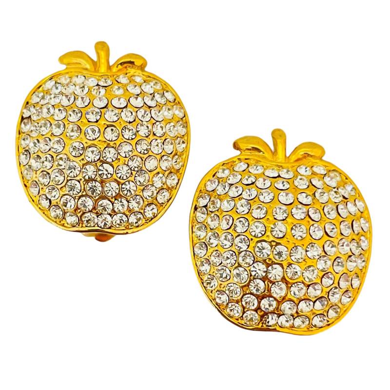 Vintage Gold Strass Äpfel Designer Landebahn Ohrclips von AlexandersBoutiqueUS