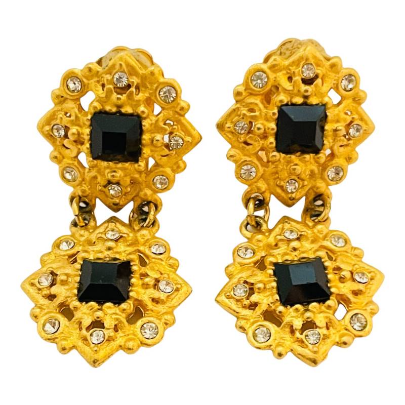 Vintage Gold Strass Designer Start - Und Landebahn Ohrclips von AlexandersBoutiqueUS