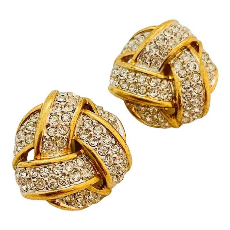 Vintage Gold Strass Knoten Designer Start - Und Landebahn Ohrclips von AlexandersBoutiqueUS