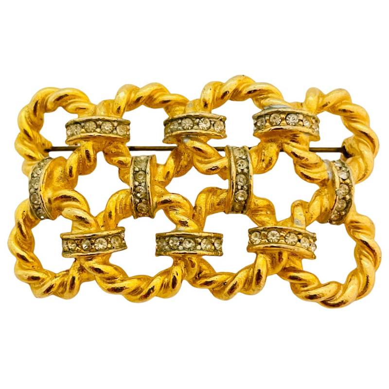 Vintage Gold Strass Massive Designer Startbahn Brosche von AlexandersBoutiqueUS