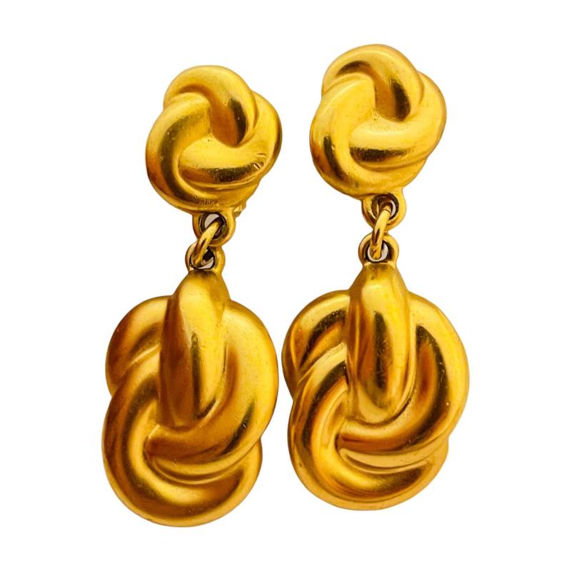 Vintage Matte Gold Modernist Baumeln Designer Start - Und Landebahn Clip An Ohrringen von AlexandersBoutiqueUS