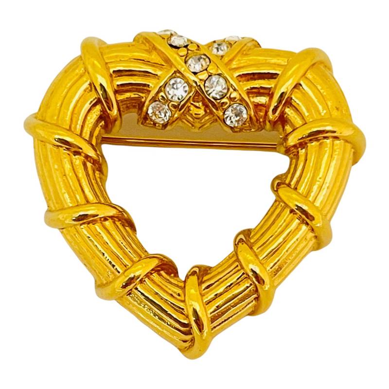 Vintage Monet Signiert Herz Gold Strass Designer Startbahn Brosche von AlexandersBoutiqueUS