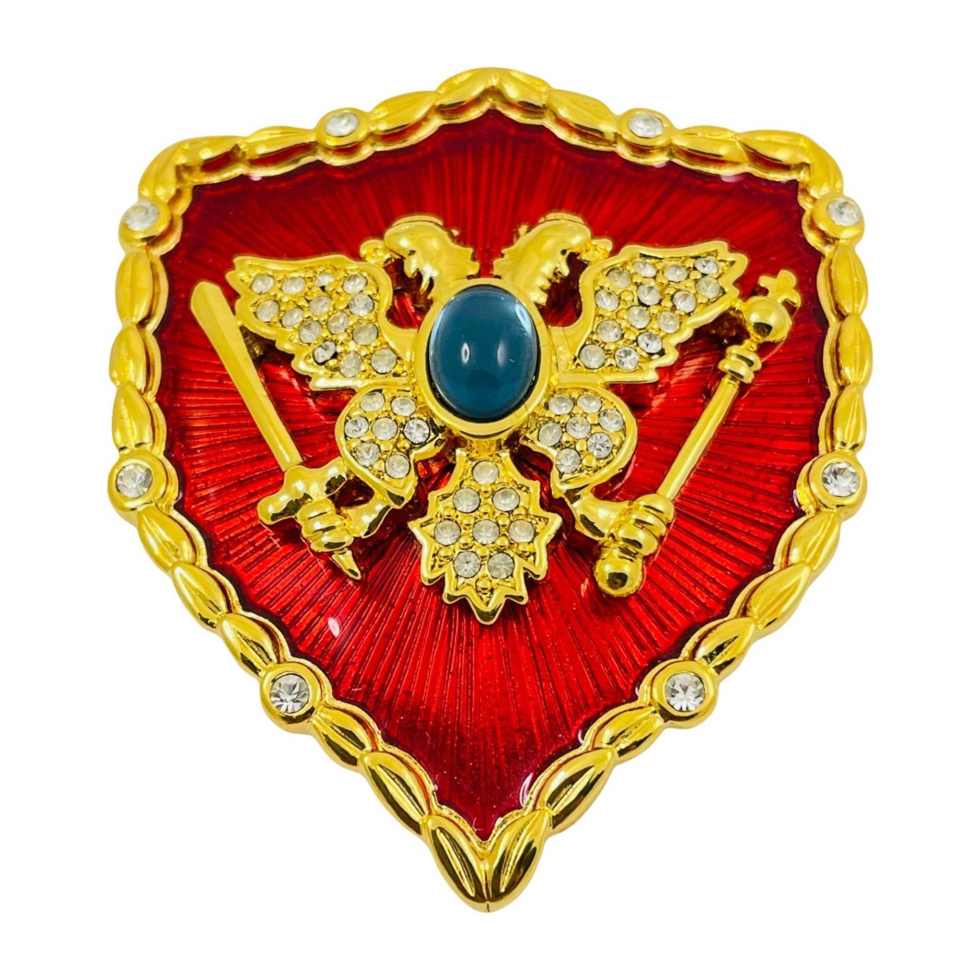 Vintage Mvh Michaela Von Habsburg Romanov Wappen Gold Saphir Emaille Brosche Designer Landebahn Vintage Mvh Michaela Von Habsburg Romanov Wappen Gold Saphir Emaille Brosche Designer Landebahn von AlexandersBoutiqueUS