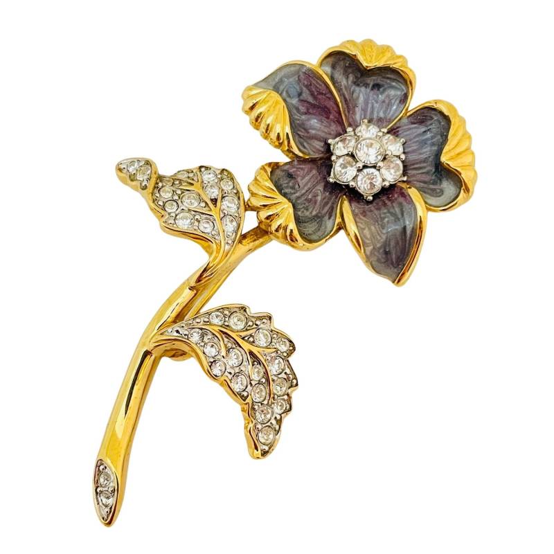 Vintage Nolan Miller Gold Emaille Strass Blumen Designer Startbahn Brosche von AlexandersBoutiqueUS