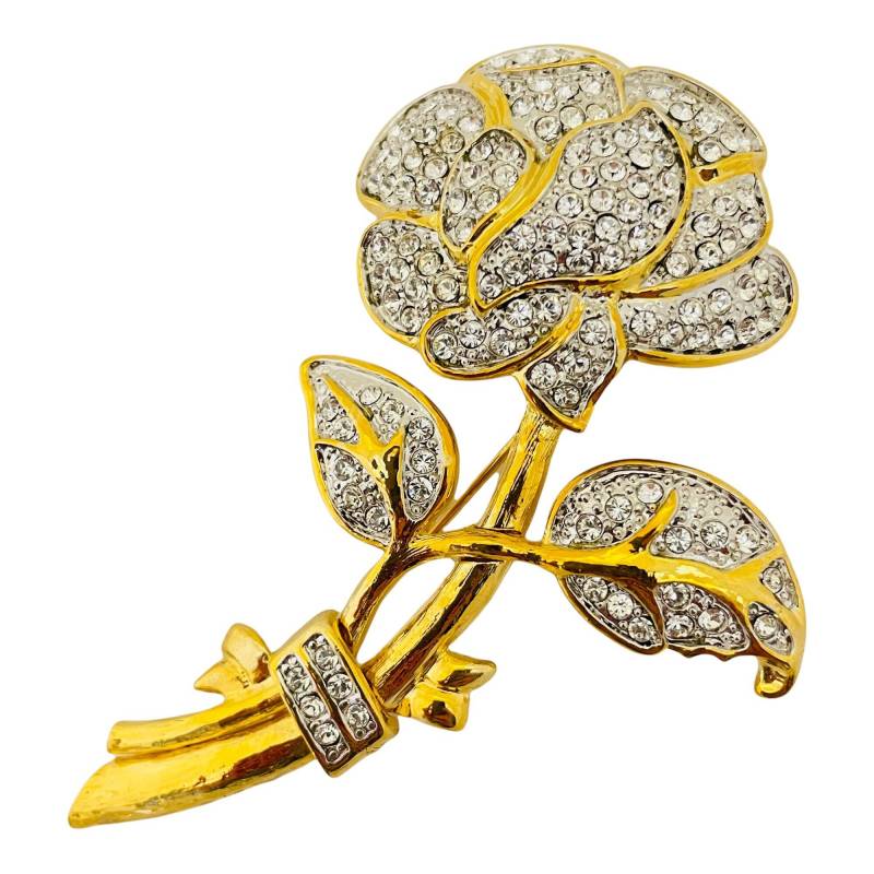 Vintage Nolan Miller Gold Strass Rose Designer Startbahn Brosche von AlexandersBoutiqueUS