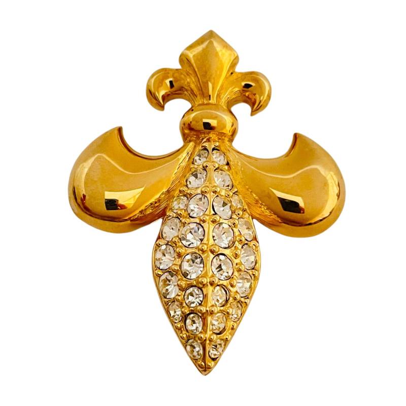 Vintage Swarovski Gold Kristall Fleur De Lis Designer Startbahn Brosche von AlexandersBoutiqueUS