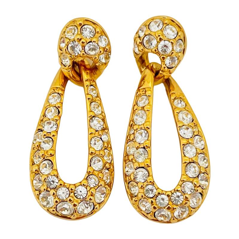 Vintage Swarovski Gold Kristall Ohrhänger Tropfen Designer Landebahn Ohrringe von AlexandersBoutiqueUS