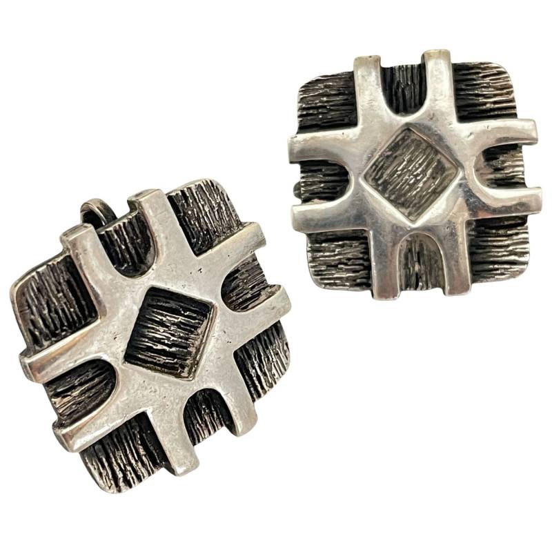 Vintage Vendome Silber Modernist Designer Start - Und Landebahn Ohrclips von AlexandersBoutiqueUS