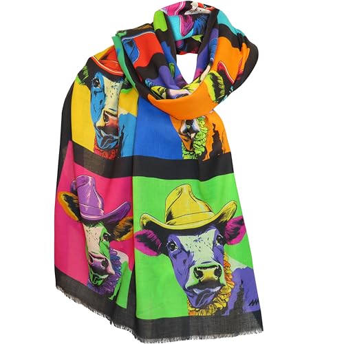 Alexandra Maxa Damen Schal mit Seide - Design POP ART KUH von Alexandra Maxa