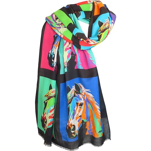 Alexandra Maxa Damen Schal mit Seide - Design POP ART PFERD von Alexandra Maxa