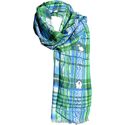 Alexandra Maxa Damen Trachtenschal - Design KAROSCHAL MIT SCHWAN – Österreich-Design - Grün-Blau von Alexandra Maxa