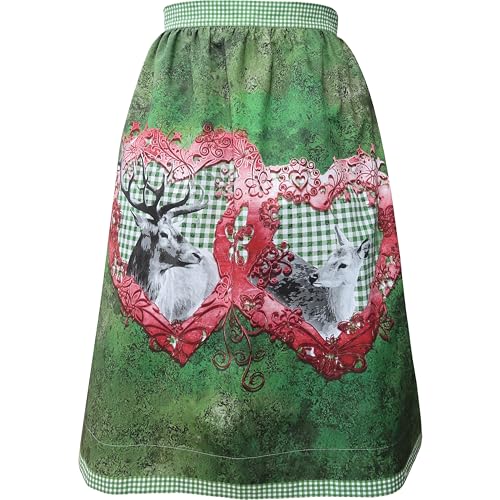 Alexandra Maxa - Designer Dirndlschürze in Baumwolle – Trachtenaccessoire für Damen - Design Hirsch´n im Herzerlglück von Alexandra Maxa