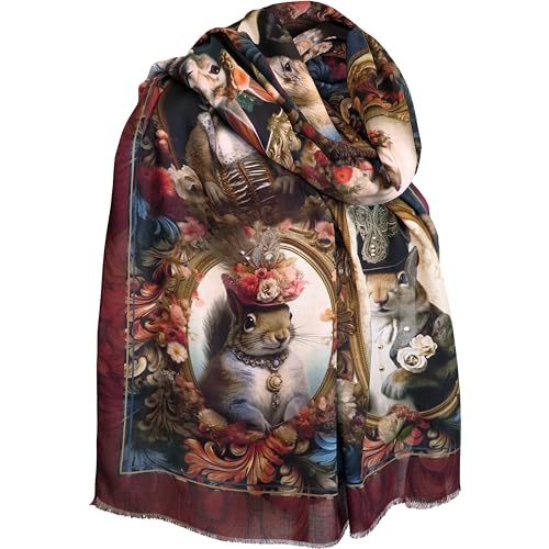 Alexandra Maxa – Designer-Modal-Schals – Fröhliche Tiermotive (Kostümierte Fellnasen) von Alexandra Maxa