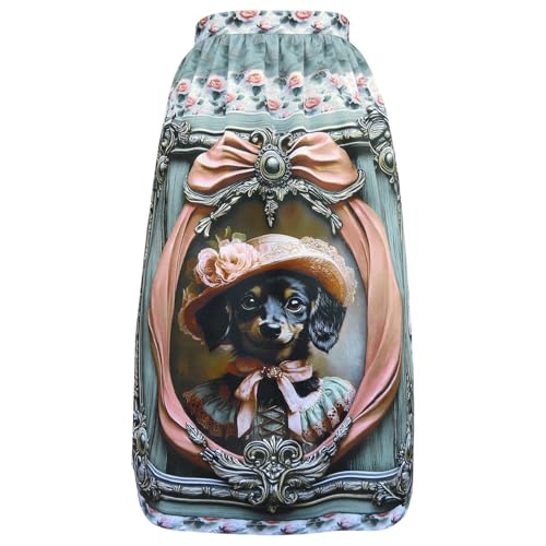 Alexandra Maxa - Dirndlschürze „Dackelblick & Spitzenhut“ in Baumwoll-Satin - exklusives Hunde-Motiv für Ihren einzigartigen Dirndl-Look (Maxi - 87cm, Dackelblick & Spitzenhut, Gr. 42-46) von Alexandra Maxa