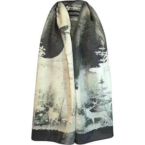 Alexandra Maxa Unisex Wollschal - moderne Jagd- und Trachtendesigns (Landschaft mit Hirschen) von Alexandra Maxa