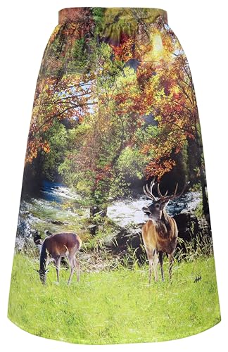 Alexandra Maxa - exklusive Designer Dirndlschürze - Waldlichtung bunt - Trachtenaccessoire für Damen (Midi: ca. 77cm (ab Bund), Waldlichtung bunt, Gr. 36-40 (Bund: ca. 36cm Breite)) von Alexandra Maxa