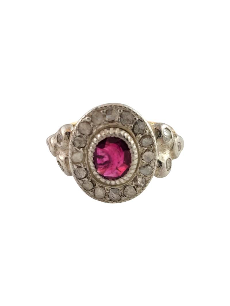 10K Gelbgold Rose Cut Diamant Lab Ruby Floral Ring Größe 6.25 #13925 von AlexandraGroup