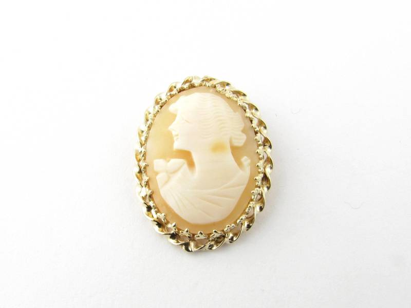 Vintage 14 Karat Gelbgold Cameo Brosche/Anhänger #3198 von AlexandraGroup