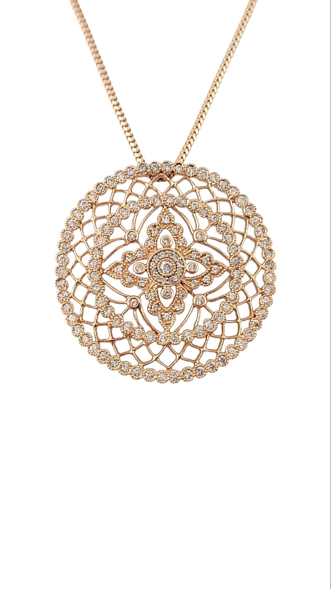 Vintage 14 Karat Rosegold Diamant Kreis Anhänger #1932 von AlexandraGroup