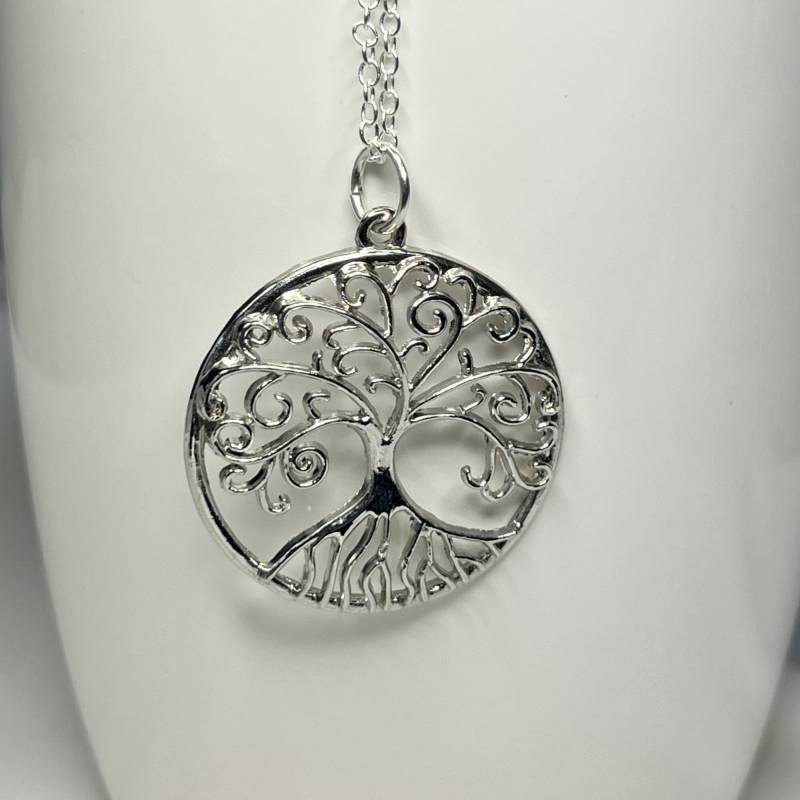 Swirly Baum Des Lebens Anhänger - 18-Zoll-Silberkette Upgraded 0, 925 Sterling Silber Kette Verfügbar von AlexandrasHandmaiden
