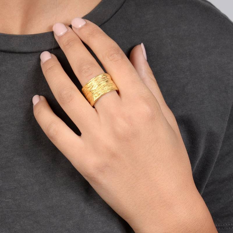 Breites Bandring - 18K Gold Plattiert, 925 Silber, Tube Ring, Statement Chunky Stackable Strukturierte Minimal Chic Schmuck Breites Bandring - 18K Gold Plattiert, 925 Silber, Tube Ring, Statement Chunky Stackable Strukturierte Minimal Chic Schmuck von AlexandriniJewelry