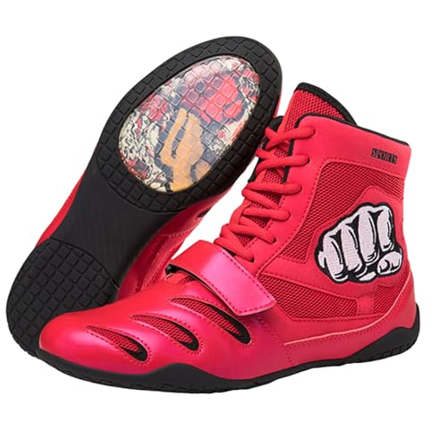 Alexchemia Unisex Boxschuhe,Wettbewerb Spezielle Schuhe,kämpfen Wrestling-Schuhe,Atmungsaktives Mesh,rutschfeste Gummisohle,Kampftrainingsschuhe für Jugendliche,Boxerstiefel für Herren Damen von Alexchemia