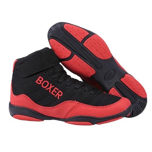 Boxing Shoe,Leichter Boxschuhe Herren Frauen,Wrestling-Schuhe für Erwachsene und Kinder,Box Training Schuhe mit hohem Halt,Verschleißfeste Gummisohle,Atmungsaktives Mesh-Obermaterial,33-47EU von Alexchemia