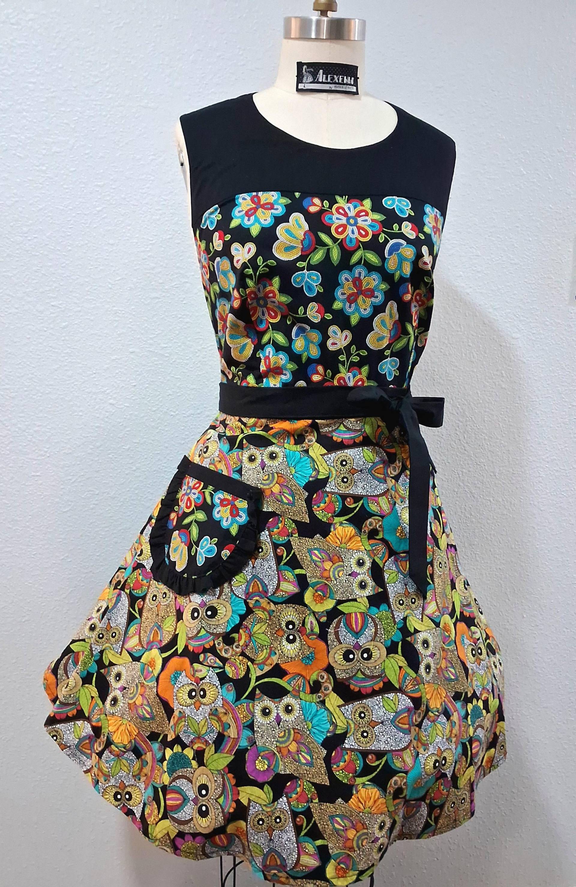 Eule Retro Folklore Küchenschürze von Alexenia