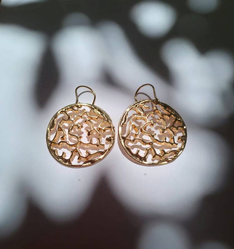 Labyrinth Ohrringe, Kreis Vergoldete Sterling Silber Ohrringe von AlexiaJewelryShop