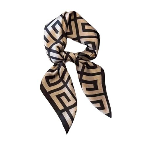 Alexis Leroy 70x70cm Eleganter Mittelgroßer Quadratischer Damenschal Seidenähnlicher Satin-Kopftuch-Bandana & Halstuch Schwarzes Labyrinthmuster von Alexis Leroy